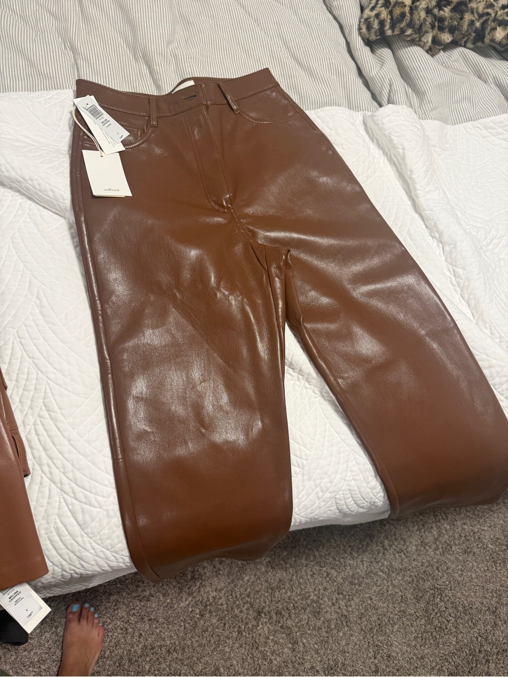 Wilfred Chestnut Faux Leather Trousers